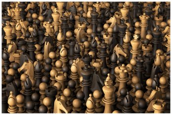 "Zugzwang" de Peter Kraemer. Cientos de fichas de ajedrez apiñadas.