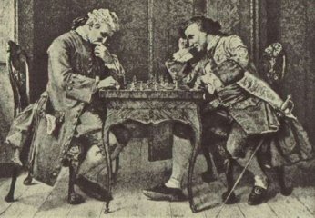 Caballeros juagando al ajedrez