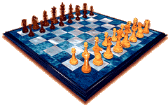Tablero de ajedrez de color azul