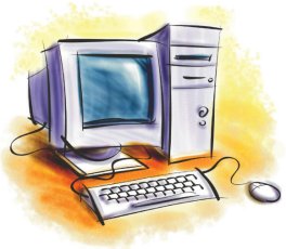 Dibujo de un ordenador personal: monitor, caja, teclado y ratn