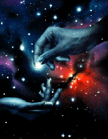 Dos manos en el espacio