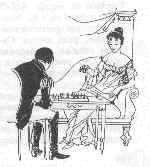 Dibujo de Napolon jugando contra Mme. Remusat