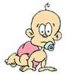 Caricatura de un beb con chupete y gateando