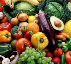 Fotografía de distintas frutas y hortalizas